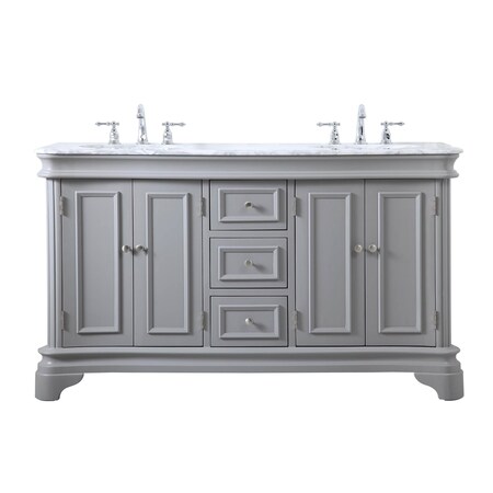 Elegant Decor 60 Inch Double Bathroom Vanity Set In Grey VF52060DGR